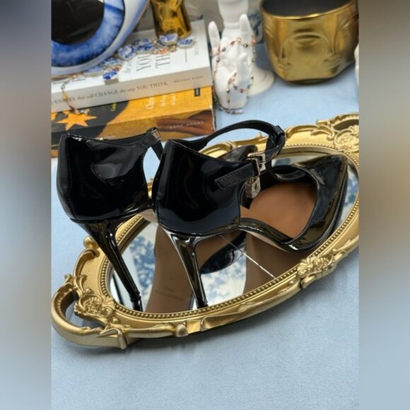 🆕 KURT GEIGER LONDON 🧿 NWOB Brixton Lock T Bar Court Heels, Black Patent, Sz 7 - Picture 14 of 16